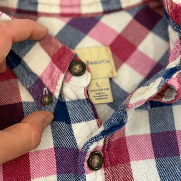G.H.Bass and Co Regular Fit Men Blue Pink White Flanel Cotton Shirt sz L - Picture 3 of 7